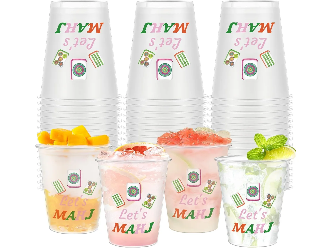 Meanplan reusable Mahjong party cups 50-pack